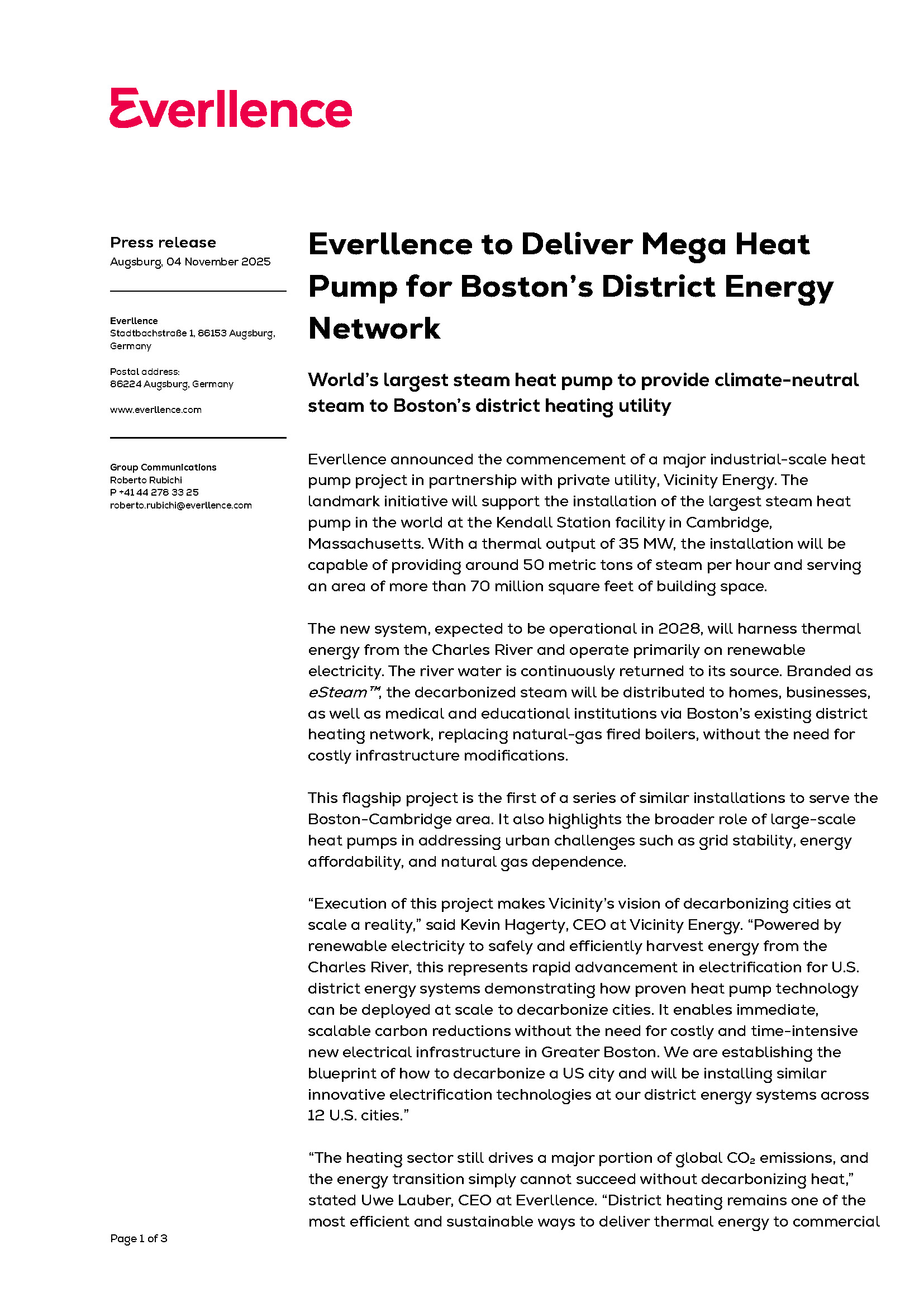 Everllence to Deliver Mega Heat Pump for Boston’s District Energy Network